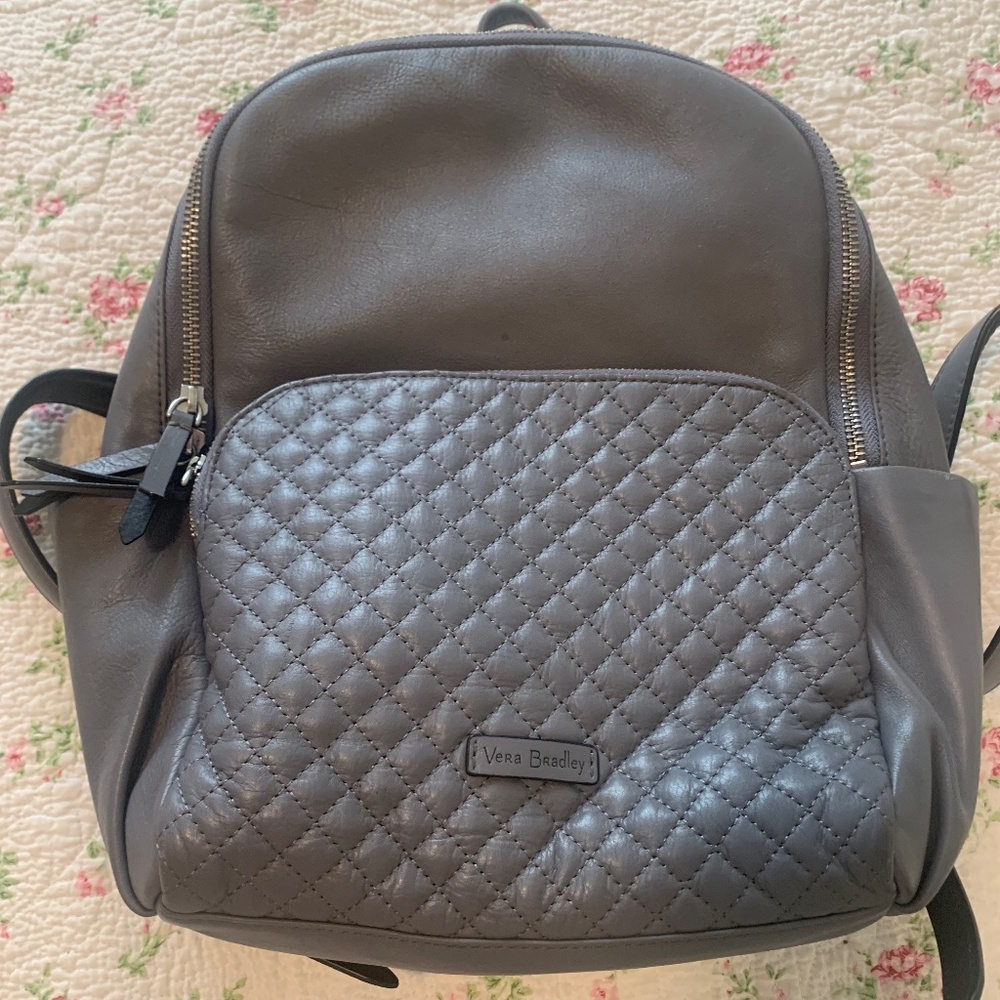 Vera Bradley Gallatin Storm Cloud leather small backpack